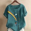 Rainbow Print O-neck Short Sleeve Casual T-shirt - Image 3