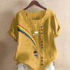 Rainbow Print O-neck Short Sleeve Casual T-shirt - Image 6