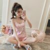 Round Neck Printed Sleeveless Casual Slings Sleepwear
