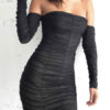 Ruched Bodycon Off The Shoulder Long Sleeve Sexy Sheath Dress - Image 6