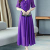 Ruffles Short Sleeves V Neck Chiffon Long Maxi Dress - Image 5