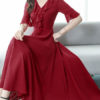 Ruffles Short Sleeves V Neck Chiffon Long Maxi Dress - Image 6