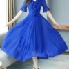 Ruffles Short Sleeves V Neck Chiffon Long Maxi Dress - Image 7