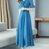 Ruffles Short Sleeves V Neck Chiffon Long Maxi Dress - Image 8
