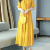 Ruffles Short Sleeves V Neck Chiffon Long Maxi Dress - Image 9