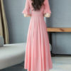Ruffles Short Sleeves V Neck Chiffon Long Maxi Dress - Image 2