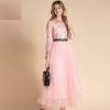 Runway Elegant Long Sleeve Floral Embroidery Mesh Patchwork Party Dress - Image 2