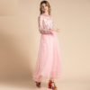 Runway Elegant Long Sleeve Floral Embroidery Mesh Patchwork Party Dress - Image 3