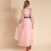 Runway Elegant Long Sleeve Floral Embroidery Mesh Patchwork Party Dress - Image 6
