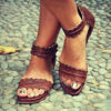 Scalloped Band Leather Sandals