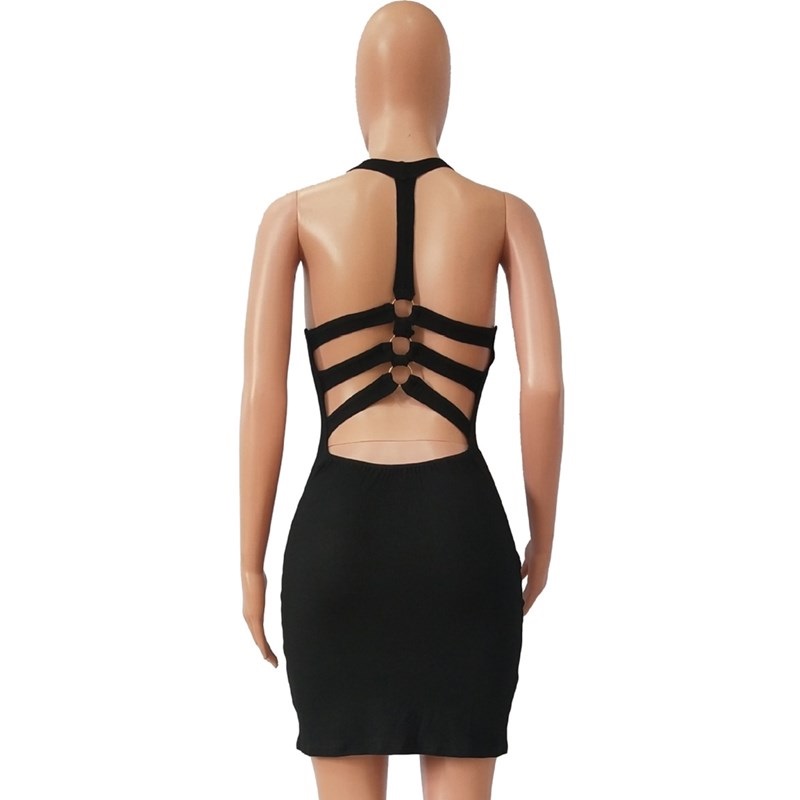 Sexy Halter Back Metal Bandage Hollowing out Nightclub Party Dress - Image 11