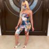 Sexy Leaf Print Wrap Playsuit One Piece