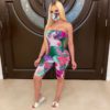Sexy Leaf Print Wrap Playsuit One Piece - Image 3