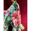 Sexy Off Shoulder Custom Button Flower Print Runway Cotton Short Dress - Image 4