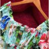Sexy Off Shoulder Custom Button Flower Print Runway Cotton Short Dress - Image 8