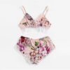 Sexy Satin Sleeveless Sling and Shorts Lace Floral Sleepwear - Image 6