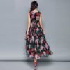 Sexy V Neck Sleeveless Vintage Rose Floral Print Ruffles Holiday Dress - Image 4