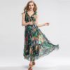 Sexy Vintage Chiffon Floral Print Holiday Party Dress