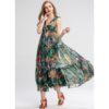 Sexy Vintage Chiffon Floral Print Holiday Party Dress - Image 5