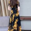 Short Sleeves V Neck Chiffon Swing Floral Maxi Dress - Image 5