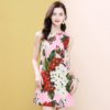 Sleeveless Floral Print Beading Fashion Runway Mini Dress
