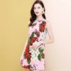 Sleeveless Floral Print Beading Fashion Runway Mini Dress - Image 2