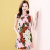 Sleeveless Floral Print Beading Fashion Runway Mini Dress - Image 4