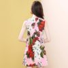 Sleeveless Floral Print Beading Fashion Runway Mini Dress - Image 5