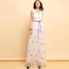 Sleeveless Vintage Floral Embroidery Bow Tie Mesh Elegant Party Dress - Image 5