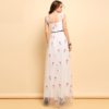 Sleeveless Vintage Floral Embroidery Bow Tie Mesh Elegant Party Dress - Image 6