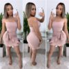 Spaghetti Strap Ruffle Backless Lace Up Sexy Nightclub Party Mini Dress - Image 10