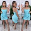 Spaghetti Strap Ruffle Backless Lace Up Sexy Nightclub Party Mini Dress - Image 11