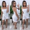 Spaghetti Strap Ruffle Backless Lace Up Sexy Nightclub Party Mini Dress - Image 12