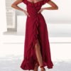 Split Off The Shoulder Ruffles Maxi Dress - Image 3