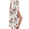 Split Wrap Short Sleeves Chiffon Floral Maxi Dress - Image 2
