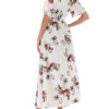 Split Wrap Short Sleeves Chiffon Floral Maxi Dress - Image 3