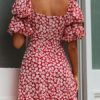 Square Neck Floral Print Puff Sleeve Sundress - Image 2