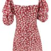 Square Neck Floral Print Puff Sleeve Sundress - Image 4