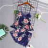 Stain Lace Floral Sling Silk Two Piece Sleepwear