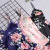 Stain Lace Floral Sling Silk Two Piece Sleepwear - Image 5