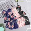 Stain Lace Floral Sling Silk Two Piece Sleepwear - Image 6