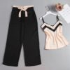 Stain Silk Top And Long Pants Strap Sling Sexy Sleepwear - Image 2