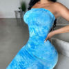 Strapless Backless Tie Dye Sexy Maxi Dresses - Image 5