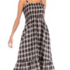Straps Neck Plaid Polyester Beach Dress
