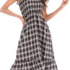 Straps Neck Plaid Polyester Beach Dress - Image 3