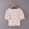 Strawberry Print V-Neck Short Sleeve Blouse - Image 3