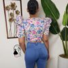 Street wear Short Puff Sleeve Print V-Neck Fashion Elegant Party Blouses Shirts - Image 2
