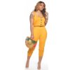 Streetwear Fashion O-Neck Button Pleated Bandage Vest One Piece Outfits - Image 3