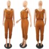 Streetwear Fashion O-Neck Button Pleated Bandage Vest One Piece Outfits - Image 4