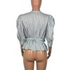 Striped Sexy Deep V-neck Puff Sleeve Elegant High Street Short Fashion Blouses - Image 5